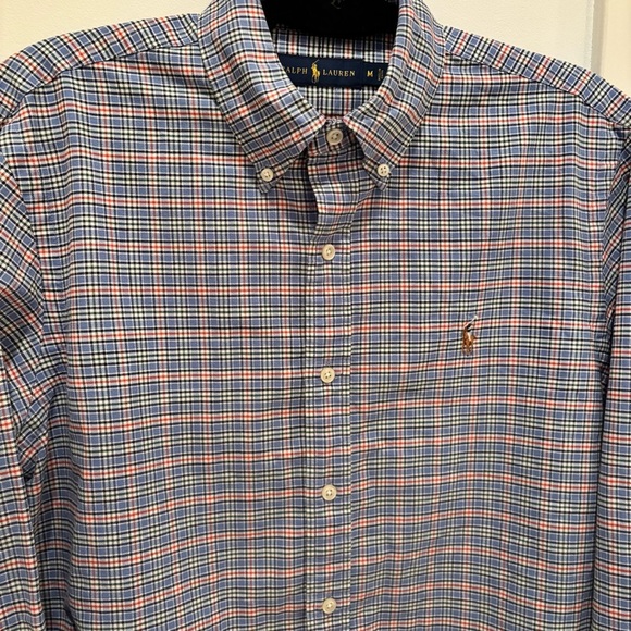 Ralph Lauren Mens Blue Checkered Plaid Button Down Colored Pony Size Medium - Picture 3 of 11